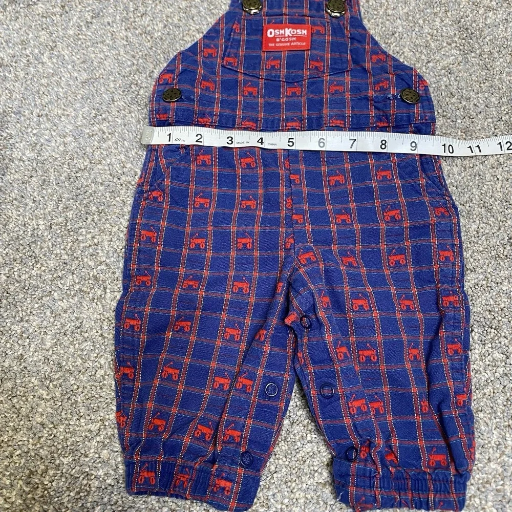 Vintage Oshkosh Jumpsuit Overall 3-6 months Red Blue Cotton Made USA